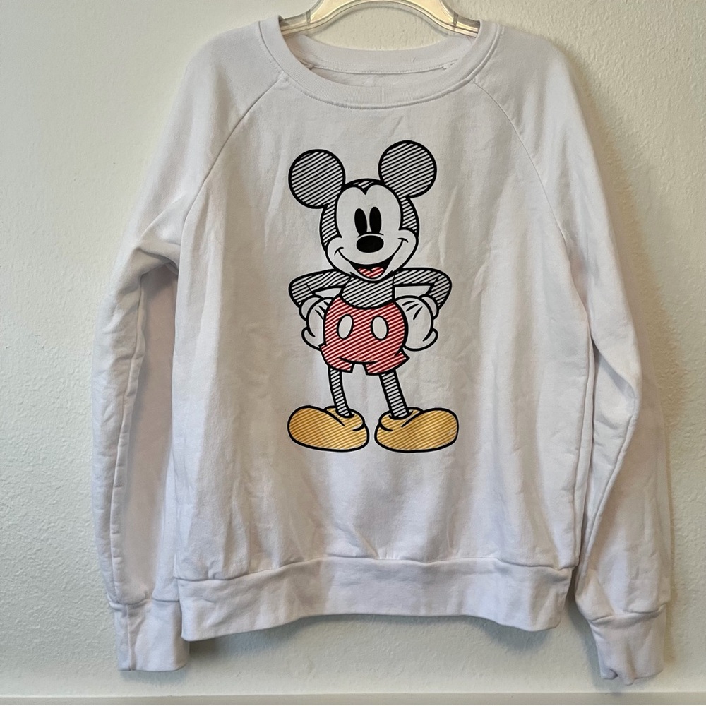 Disney Sweatshirt Youth‎ Size XL (11-13) White Mickey Mouse Graphic Fleece